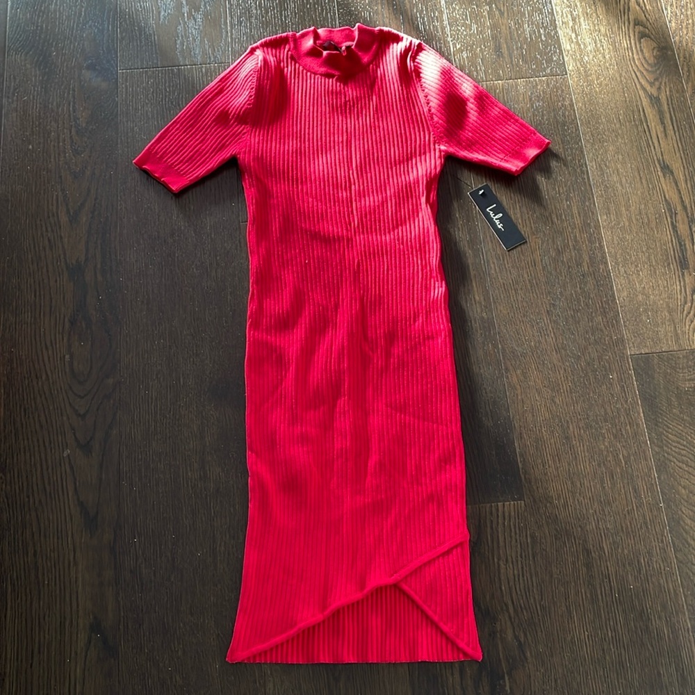 Lulus Ribbed Short Sleeve Dress